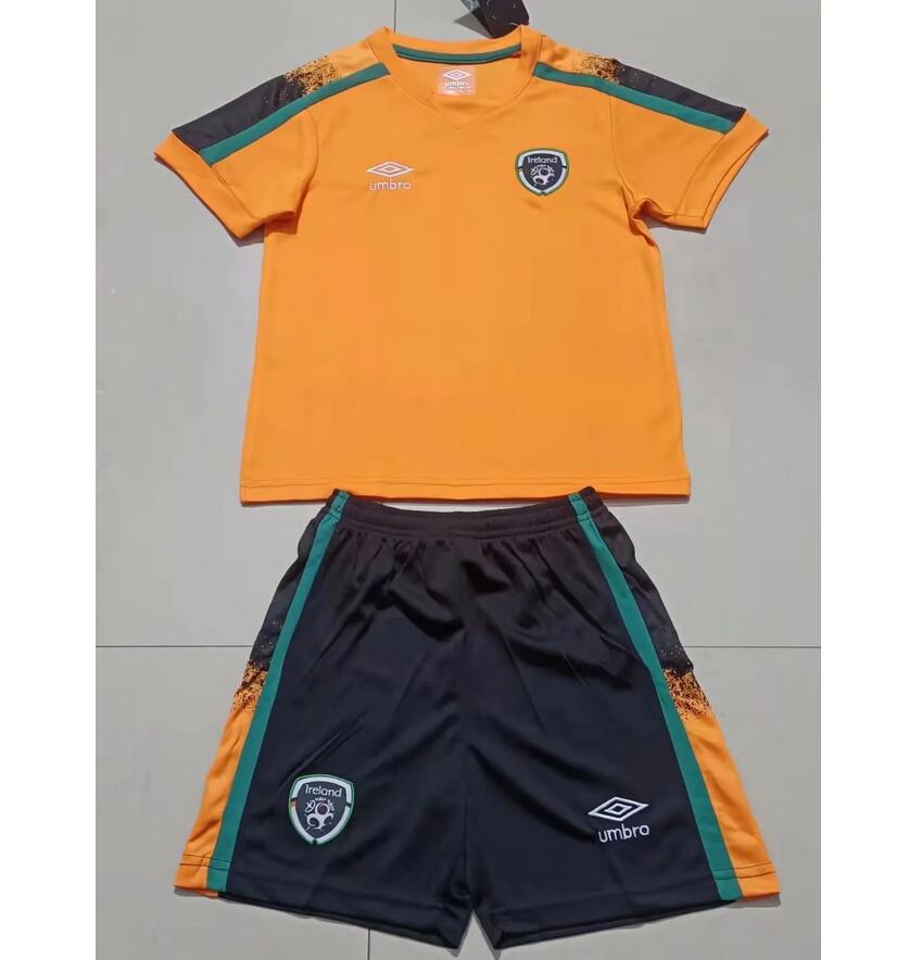 Kids Ireland 2021/22 Ireland Orange Away Soccer Kits Shirt With Shorts